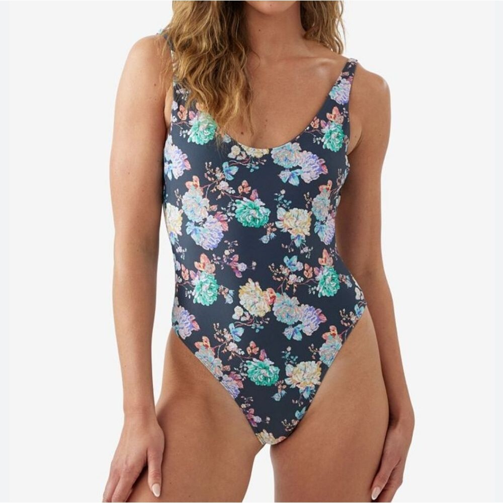 O'Neill Floral Print One Piece Swimsuit - Navy and Multicolor NWT